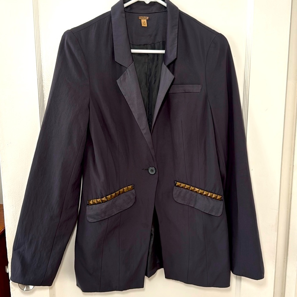 FREE PEOPLE | Women’s Gray Gold Studded Pocket Blazer Coat | Size 6